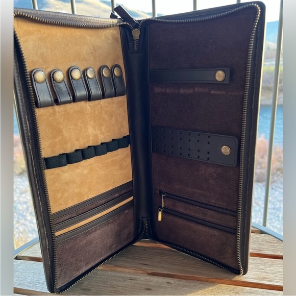 New Brown Gorgeous embossed leather cowhide jewelry case holder travel Organizer - Picture 2 of 4